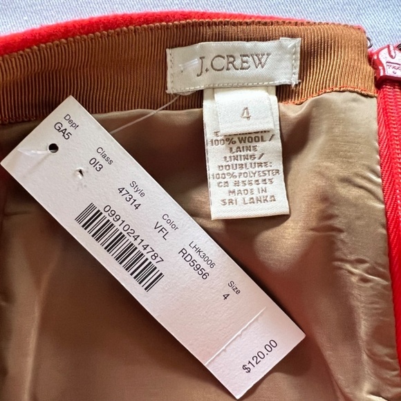 NWT - J. Crew No. 2 Pencil skirt 100% wool tomato red - Picture 7 of 9